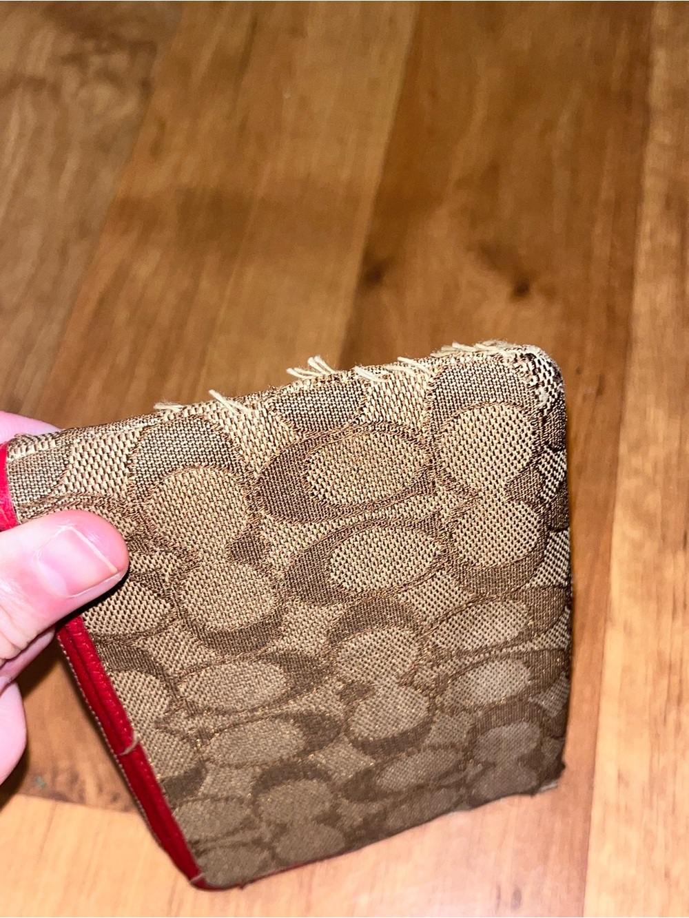 Coach Canvas Wristlet with Red Trim and Strap - Picture 5 of 7